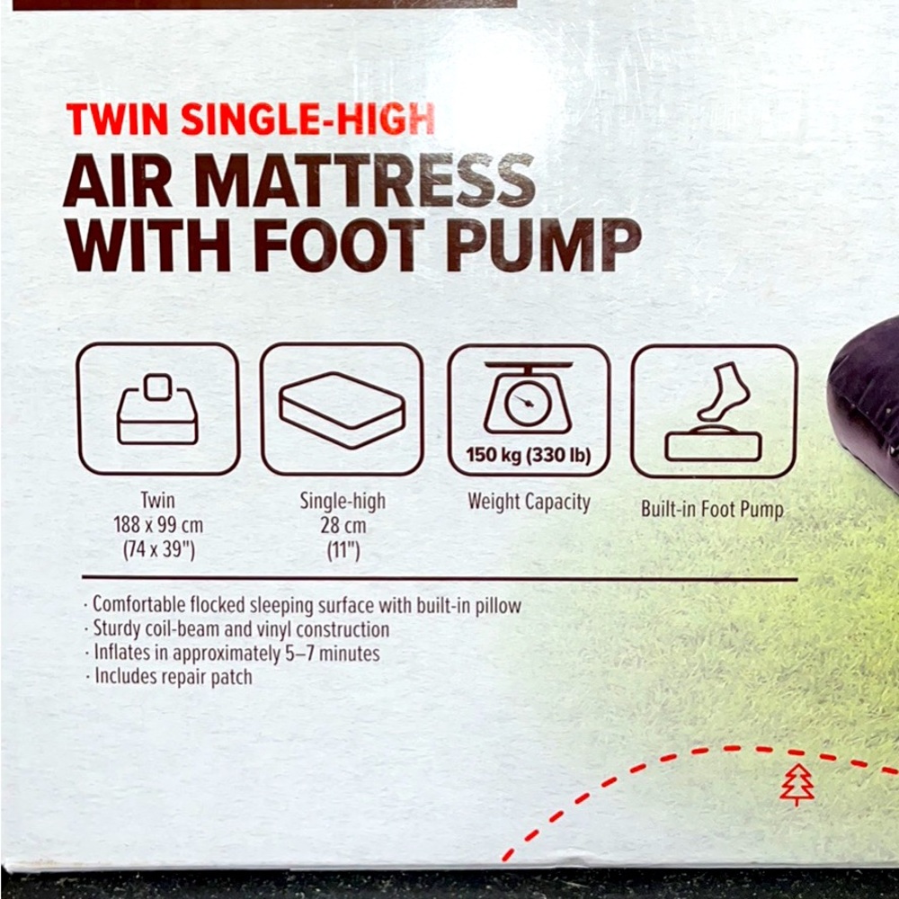 (BRAND NEW) Outbound Twin Single High Air Mattress W/ Built in Foot Pump.